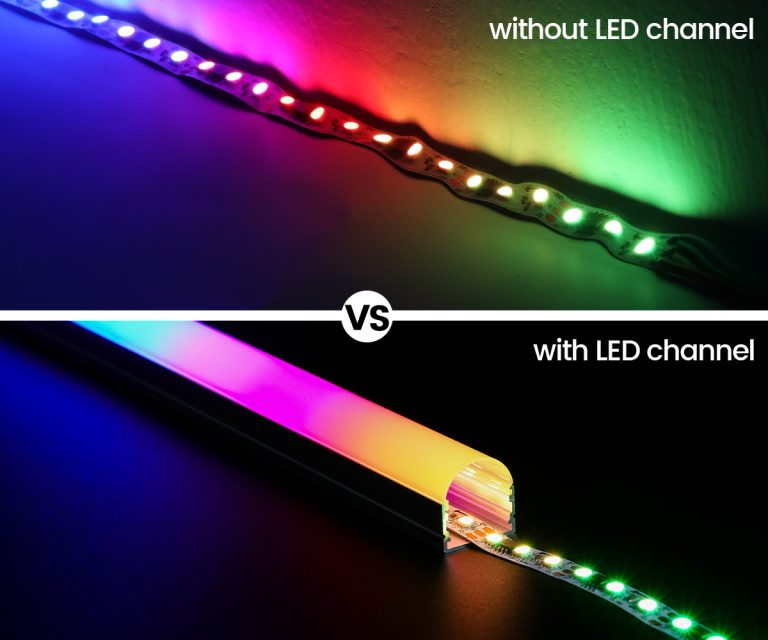 Only LED strip VS LED strip with LED channel