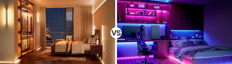 Warm lighting (left) and neon lighting (right)