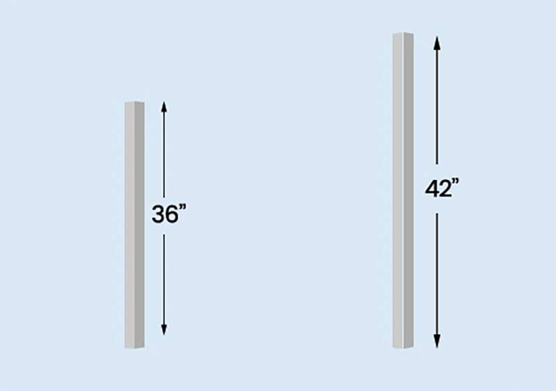 04 Post height 36 inch and 42 inch